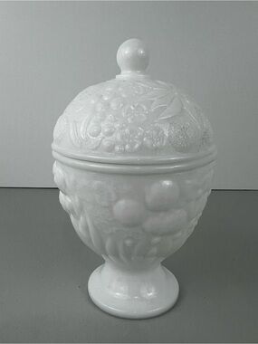Vintage Avon Egg-shaped Milk Glass Pedestal Candy Dish